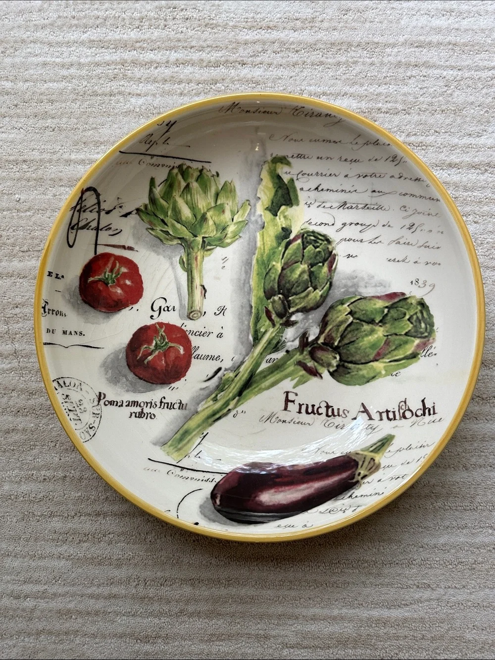 EUC Williams Sonoma 13” Pasta Serving Bowl Marche Marc Lacaze Artichoke Eggplant